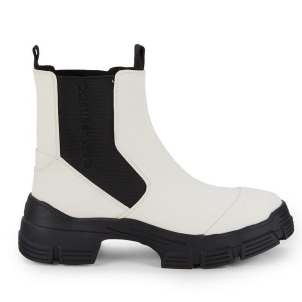 Calvin Klein Jeans Dolly Logo Boot White/black Womens US 8.5